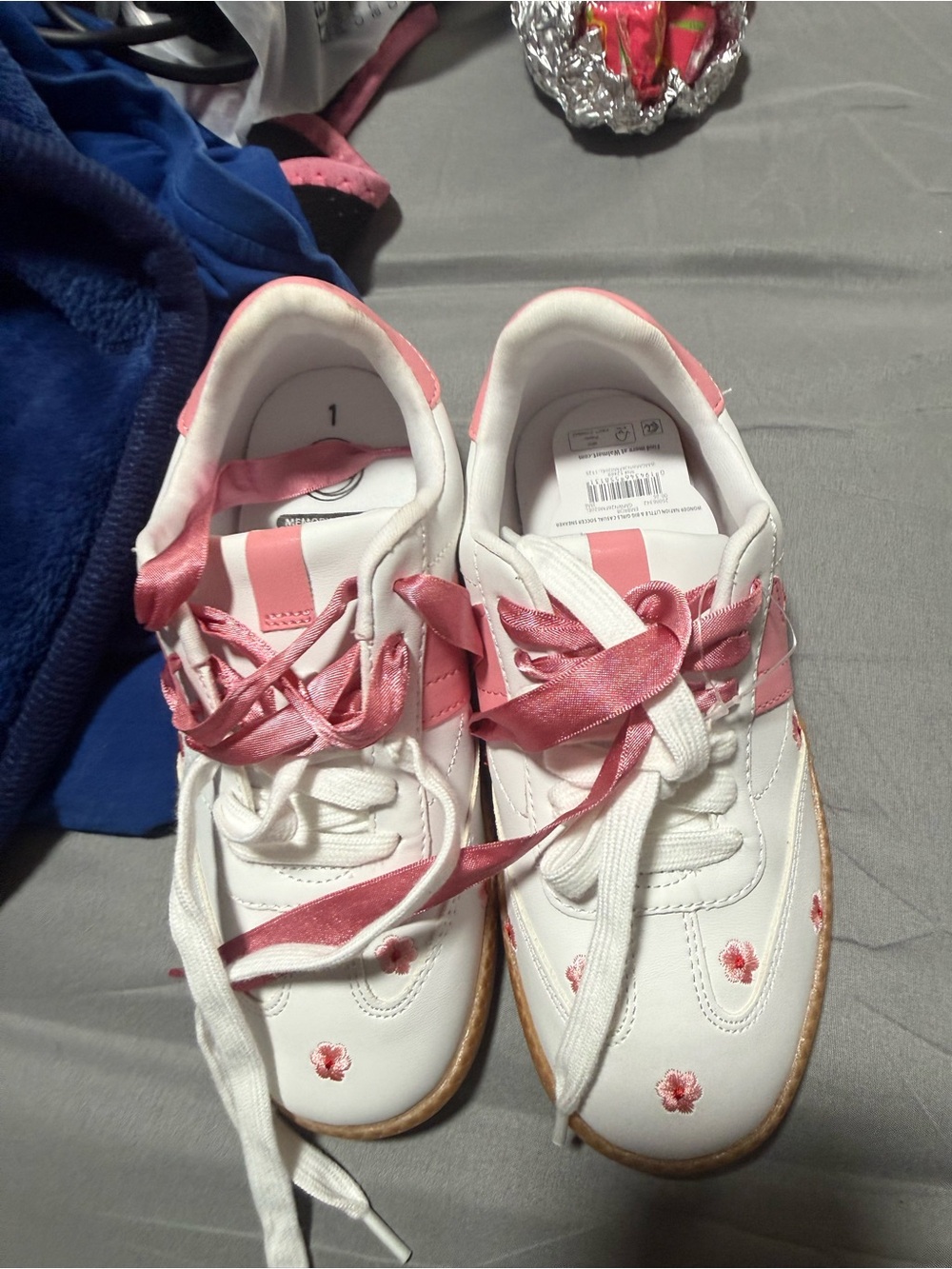 wonder nation White and Pink Floral Sneakers for Kids